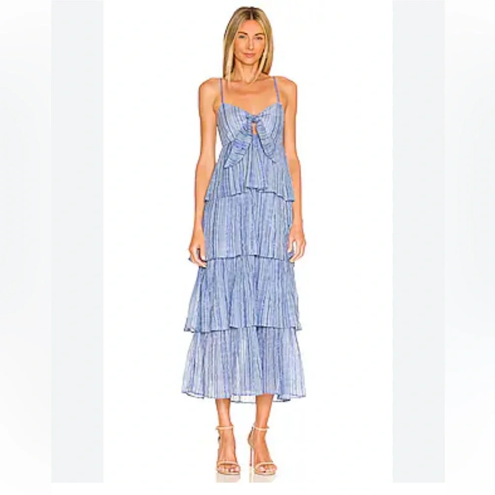 Saylor Jameela Midi Dress In Indigo Size Large Tiered